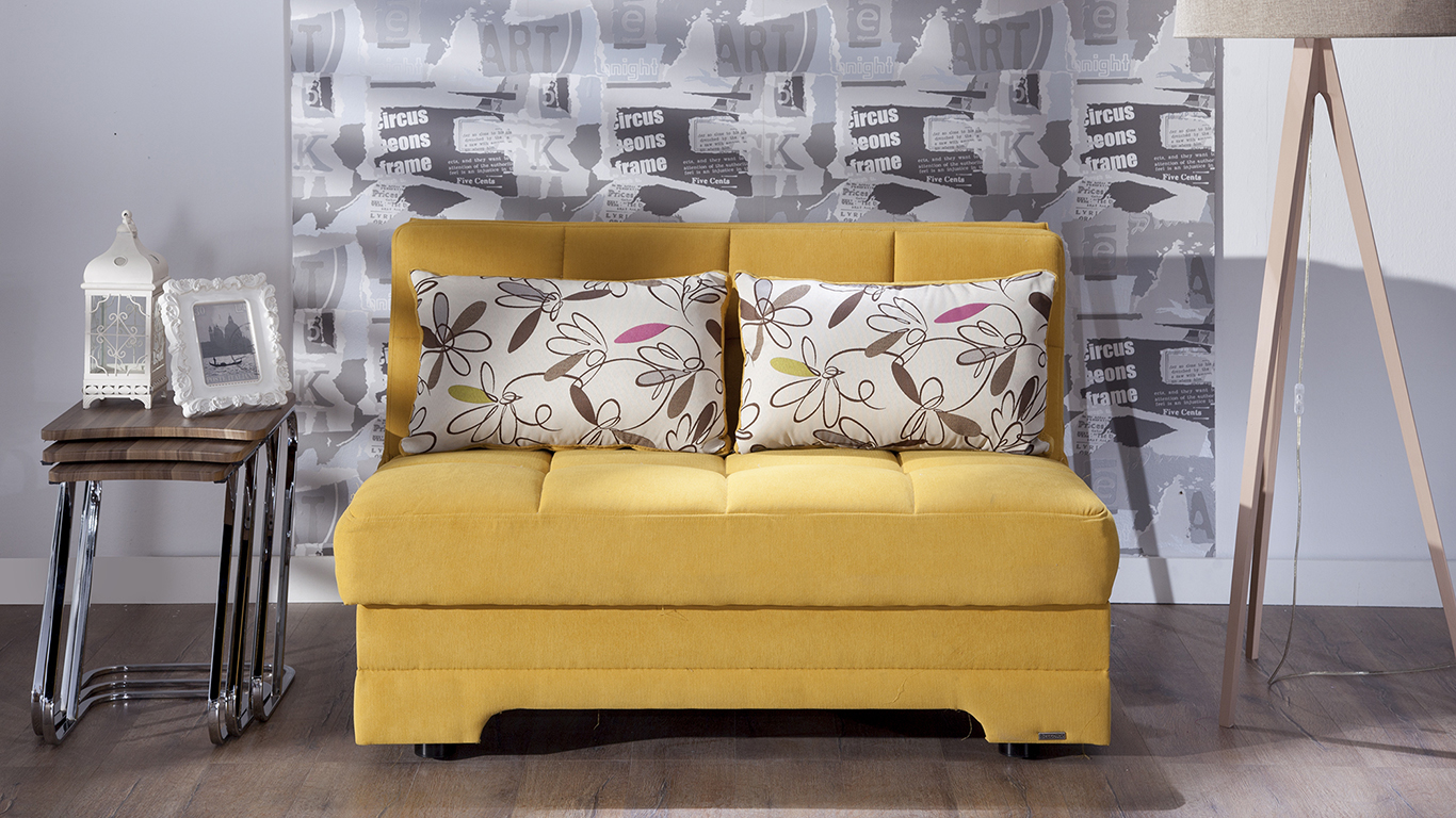 small yellow sofa bed