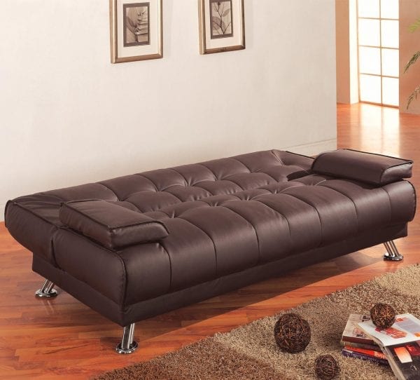 Faux-Leather-convertible-futon-sleeper-open