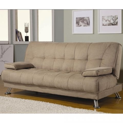 Tan Microfiber Futon Sofa Sleeper | Sleepworks