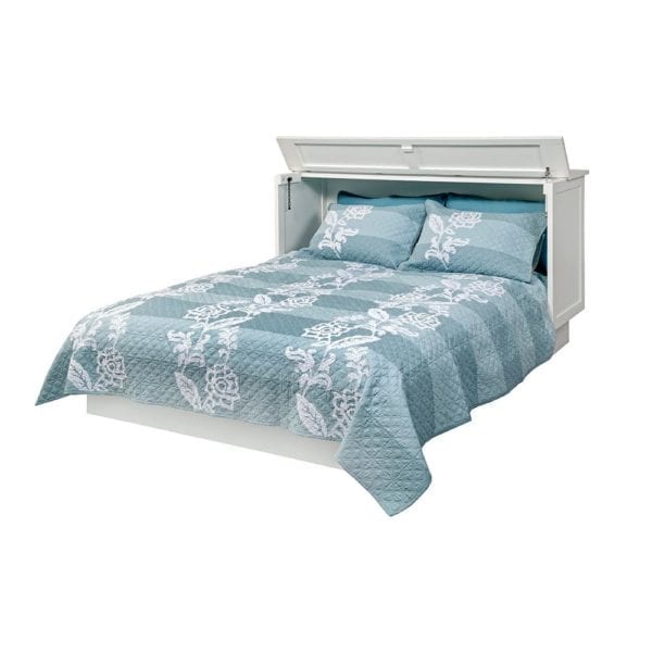 Brussels zen circle white cabinet bed open with comforter