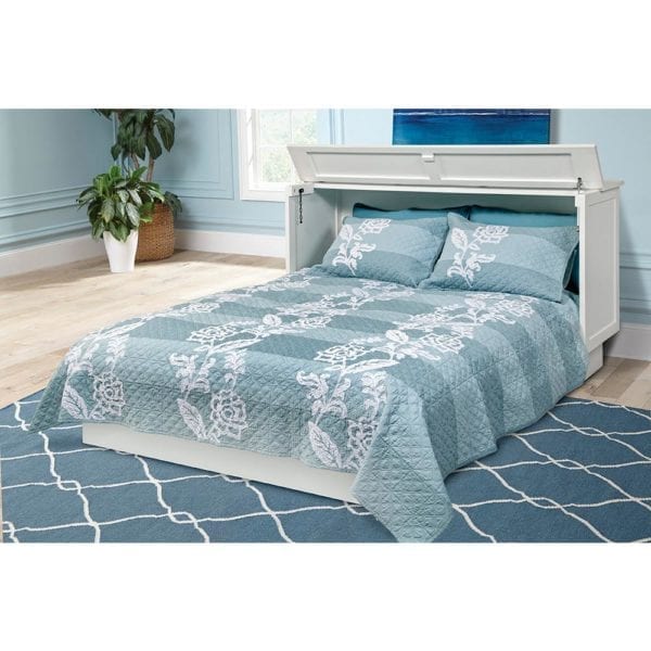 essex diamond white cabinet bed in room with comforter