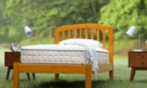 wood bed with organic mattress