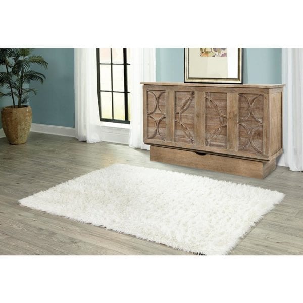 brussels ash zen circle cabinet bed in room with rug and comforter