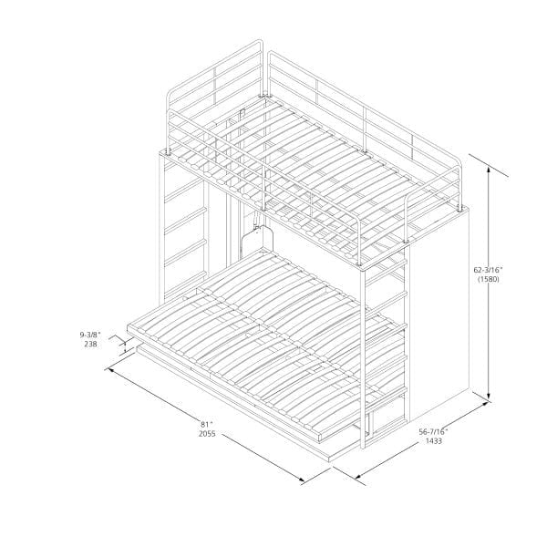 Murphy Bunk Bed With Hidden Desk Twin Over Full 