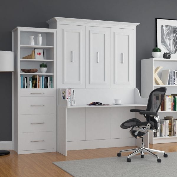 allegra murphy bed portrait open with 1 side cabinet closed