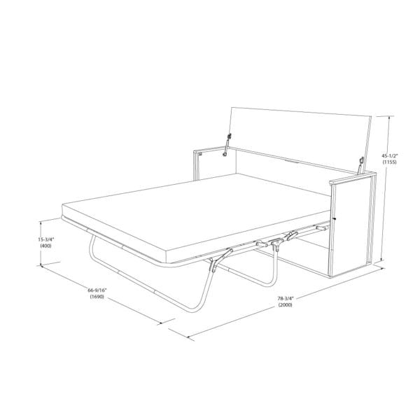 Sleepworks Console Queen Sleeper White dimensions open