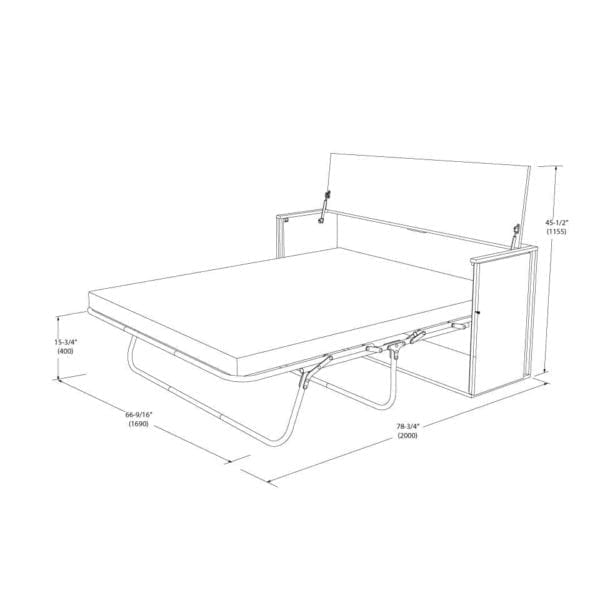 Sleepworks-console-queen-sleeper-dimensions open