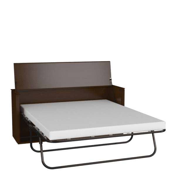 Sleepworks-console-queen-sleeper-walnut angled mattress