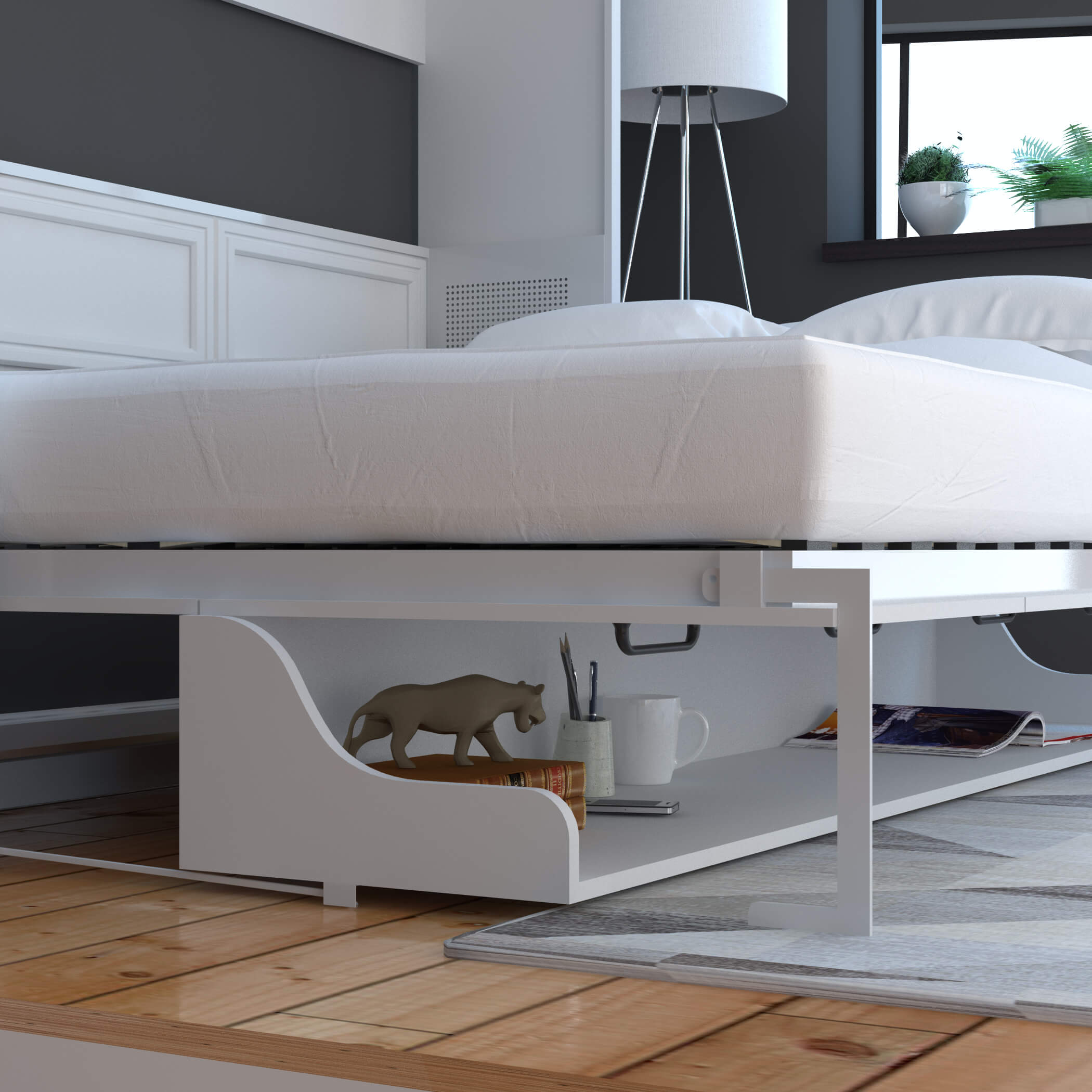 Adonis Horizontal Murphy Bed With Desk, Twin Murphy Bed Desk Combination