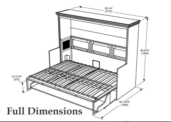 Adonis Murphy Desk Bed open dimensions