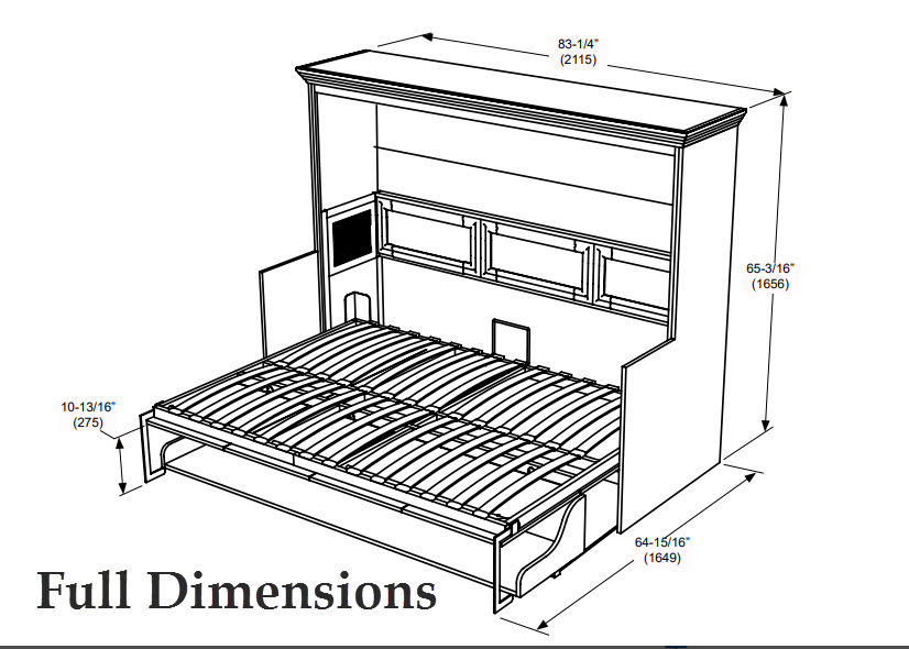 Adonis Horizontal Murphy Bed With Desk, Horizontal Queen Bed Frame
