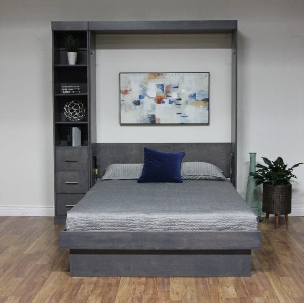 Fern-Murphy-wall-bed-gray open with 1 side