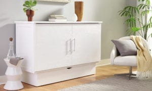 Madrid Murphy Cabinet Bed in white in room