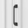 queen white bed black handles