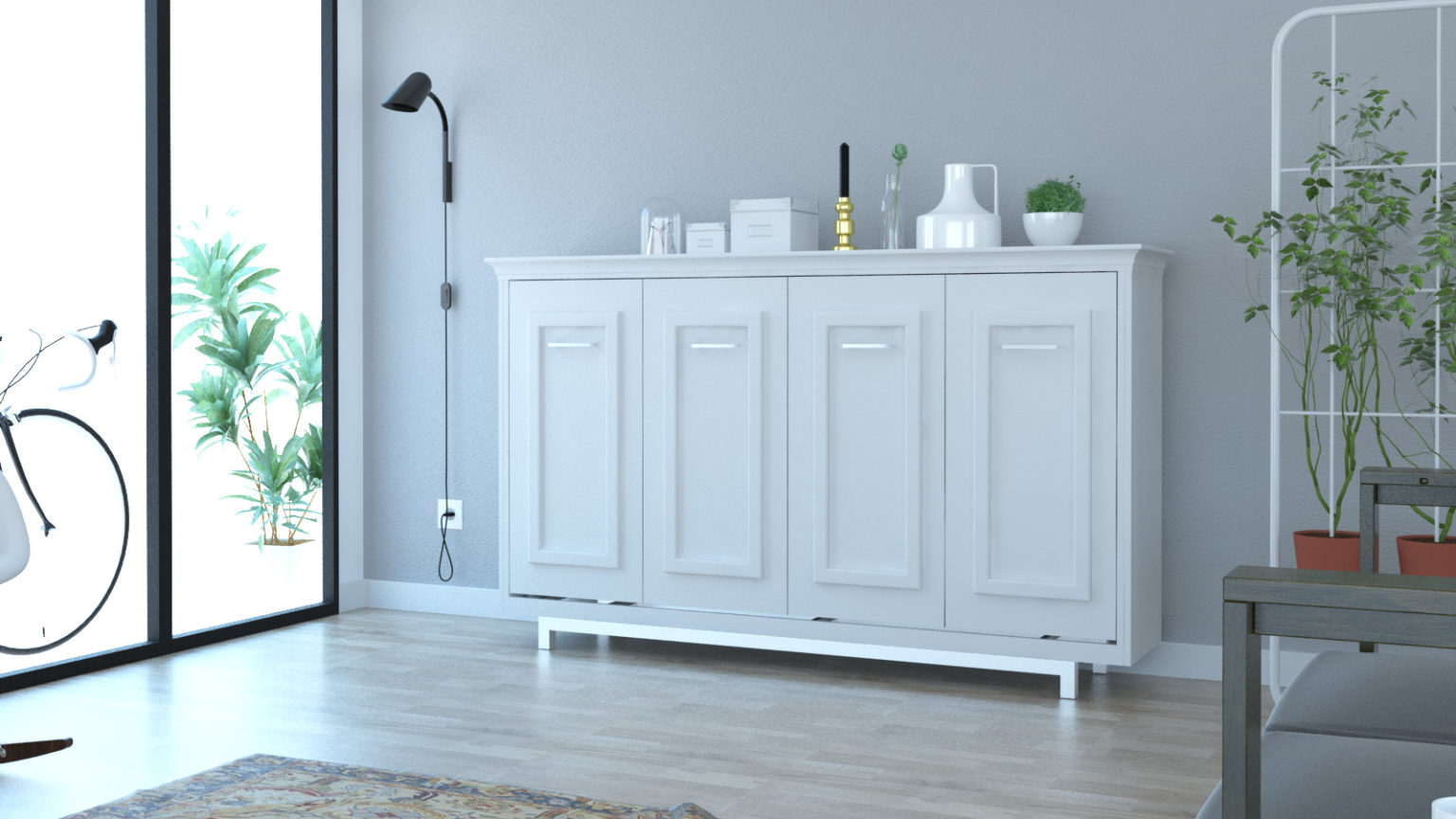 Allegra Twin Landscape Murphy Bed White Sleepworks