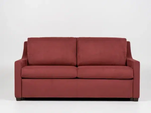Perry red sofa sleeper closed by american leather